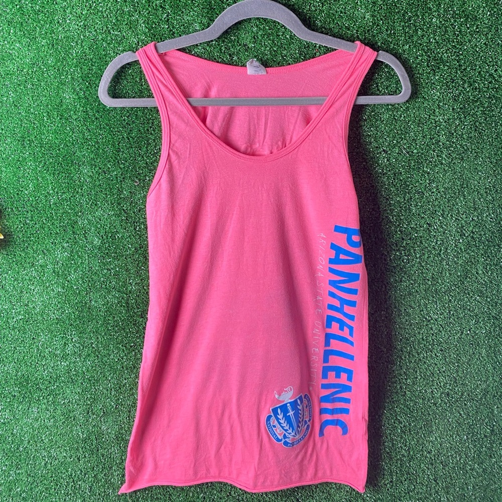Pink ASU National Panhellenic Tank Top